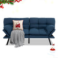 MUUEGM 71' Futon Sofa Bed, Convertible Couch Bed, Modern Loveseat with Adjustable Backrest&Armrest, Sofas for Living Room,Game Room,Dormitory,Office.Blue Fabric
