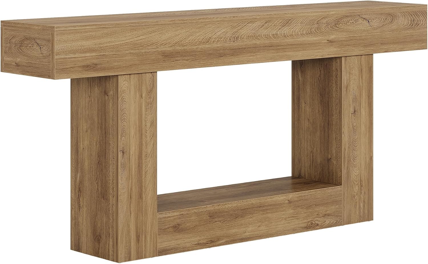 Tribesigns 63' Console Table, Farmhouse 2-Tier Entryway Table with U-Shaped Base, Narrow Long Wood Sofa Table Behind Couch Table for Living Room, Hallway, Foyer, Light Brown