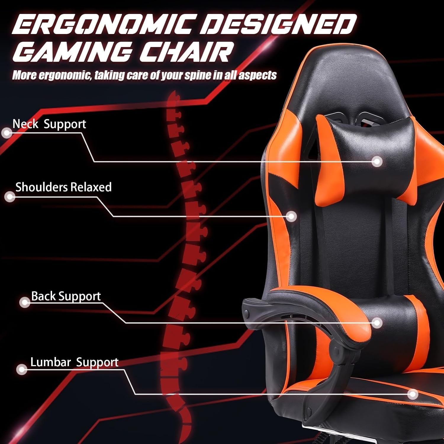 Video Game Chairs for Adults, PU Leather Gaming Chair with Footrest, 360° Swivel Adjustable Lumbar Pillow Gamer Chair, Comfortable Computer Chair for Heavy People, Purple