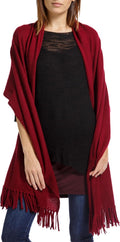 Fishers Finery Women's 100% Cashmere Knit Shawl Wrap with Fringe | Oversized 78' long by 28' wide
