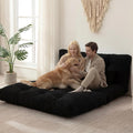 Folding Sofa Bed, Convertible Sleeper Chair with Pillow Foldable Mattress with Back Support, Portable Fold Out Chair Bed Comfy Floor Sofa Lounge for Living Room Bedroom, Black Full 80x54 Inch