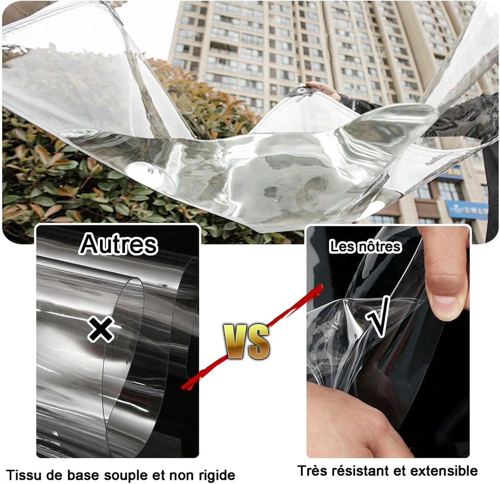 Heavy Duty PVC Vinyl Clear Tarps All Weather 100% Waterproof Transparent Tarpaulin Shield with Grommets Ropes Anti-UV for Greenhouse, Patio Garden Porch Pavilion Outdoor(12x28')