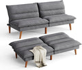 LINSY Futon Sofa Bed Couch Corduroy Futon with Adjustable Backrest Comfy Loveseat Convertible Folding Sleeper Sofa Couches for Small Spaces Living Room Apartment Office (Dark Grey)