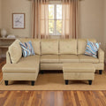 3-Piece L-Shaped Modular Leather Sofa – Convertible Sectional Couch with Movable Chaise & Storage Ottoman, Multi-Scene Use for Living Room, Apartment & Office, Beige