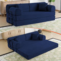 78.8' Memory Foam Boneless Couch, Corduroy Floor Sofa Bed, Convertible Sleeper Futon Loveseat, Wide Armrests & Back Support, Supports Up to 1200 lbs, Couch in a Box with 2 Pillows, Navy Blue