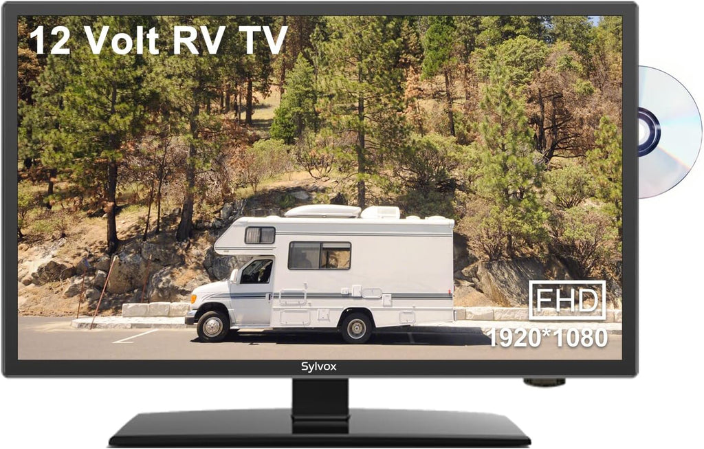 SYLVOX 12V TV 24 inch, 1080P RV TV 12 Volt DC Powered Integrated HDTV(ATSC) Tuner, Built-in DVD Player Speaker FM Radio, with HDMI/USB/AV Input, Suitable for Motorhome, RV Caravan and Boat