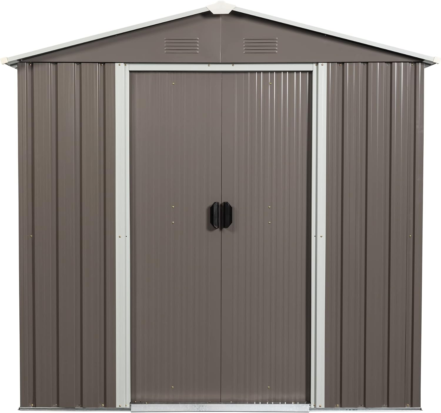 6x5FT Metal Shed, Metal Outdoor Storage Shed, Metal Garden Shed Without Floor, Outdoor Metal Shed Without Window, Grey