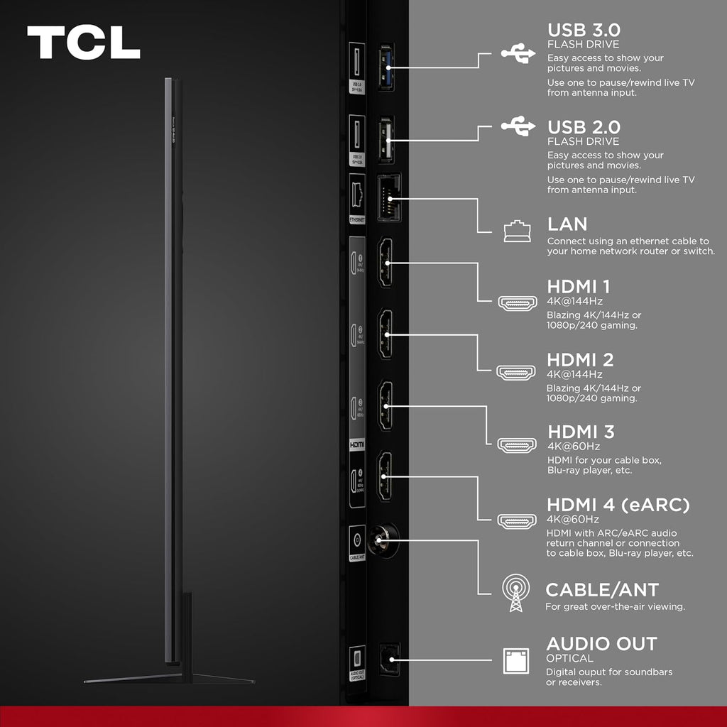 TCL 65 Inch Class QM8K Series | Mini LED QLED 4K HDR | 65QM8K, 2025 Model | 120HZ-144HZ Anti Reflective Wide Angle Screen Smart Google TV Dolby Atmos | Voice Remote Alexa Gaming Streaming Television