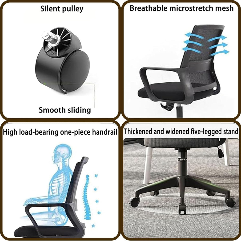 Ergonomic Desk Chair, Desk Chair Comfy Set Of 2,Mid-Back Mesh Computer Chair, Lumbar Support Comfortable Executive,Adjustable Rolling Swivel Task Chair With Armrests For Home Office And Gaming