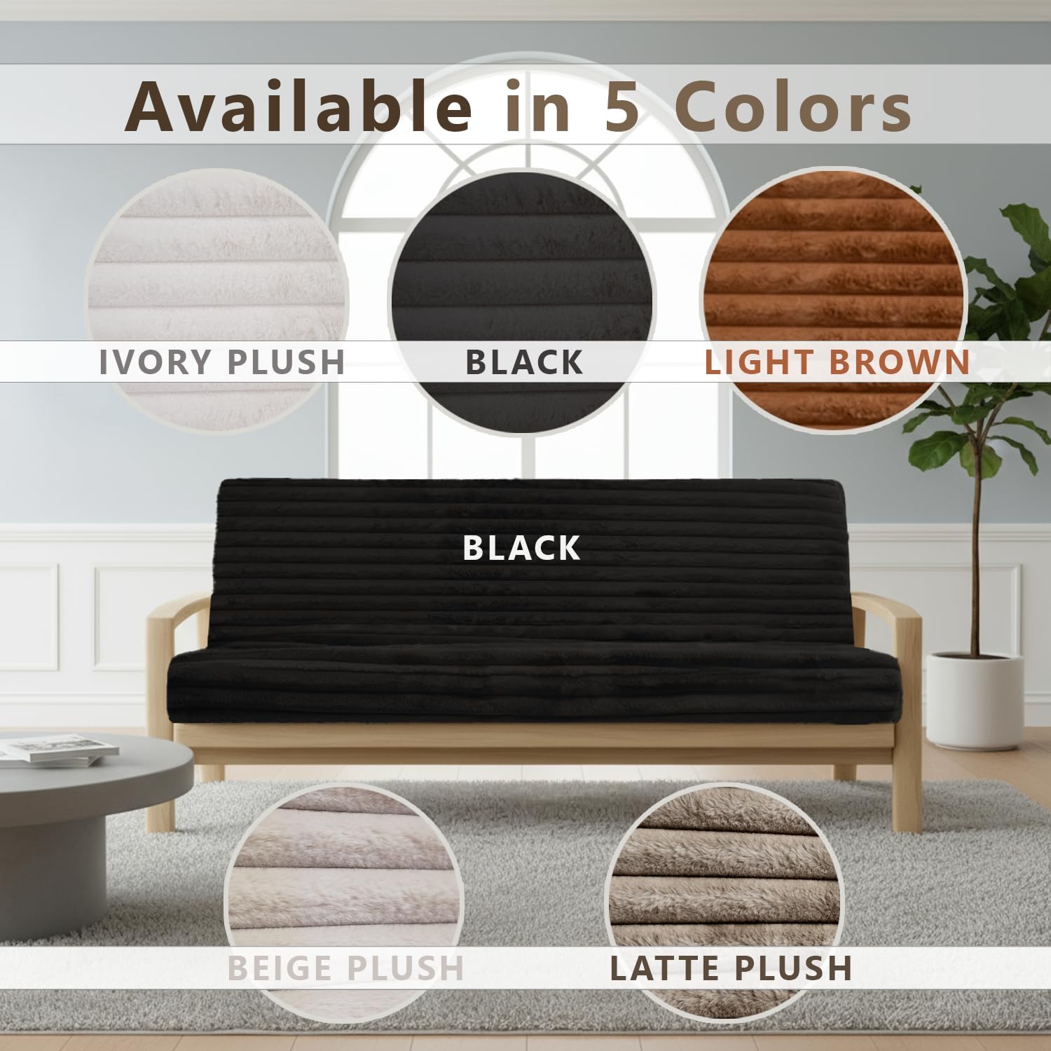 Memory Foam Futon Mattress, Foldout Couch Futon Mattress - 6x54x74 (Charcoal) - Plush Faux Fur Fabric Comfortable and Heavy Duty Sofa Bed, Thick Corded Cushion for All (Frame NOT Included)