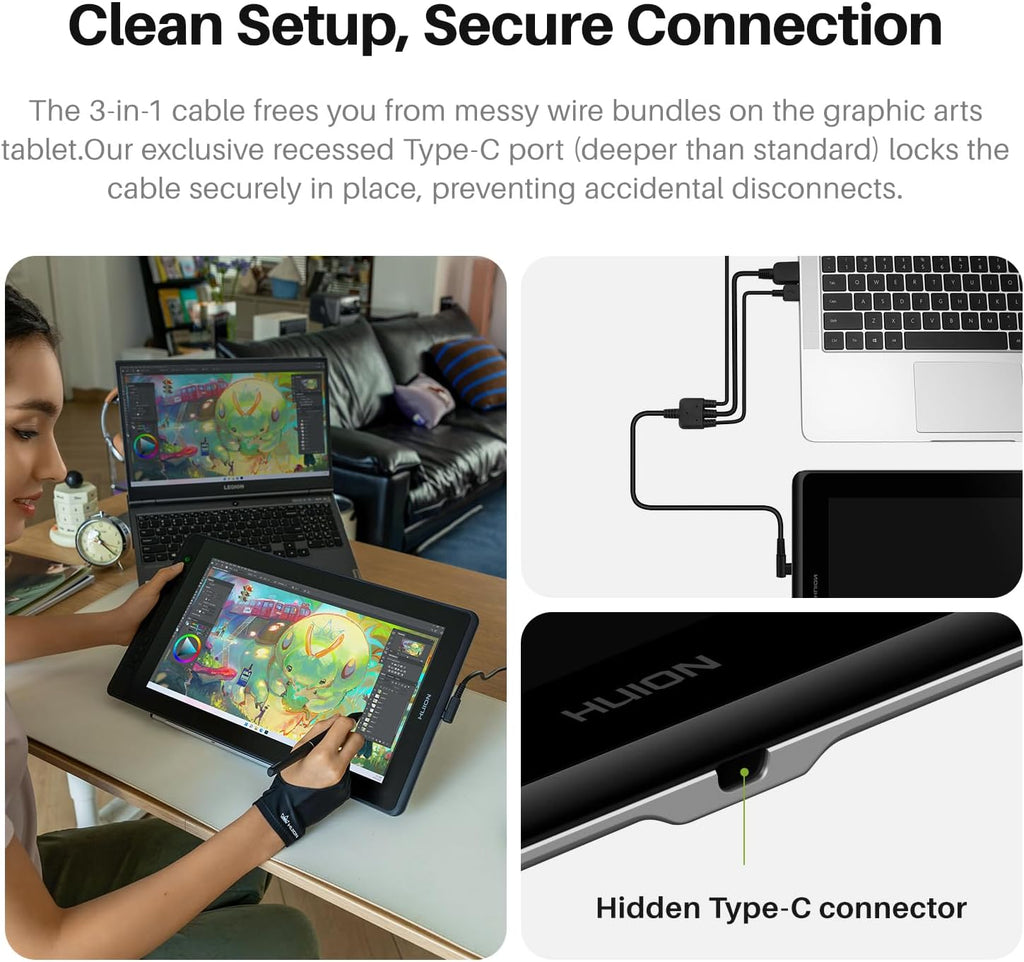 HUION Kamvas Pro 16 V2 Drawing Tablet with Screen 16K Levels PenTech 4.0 Battery-Free Pen, 15.6' Full-Laminated, Smart Touch Bar & 6 Keys Art Tablet Work with Windows, Mac and Linux