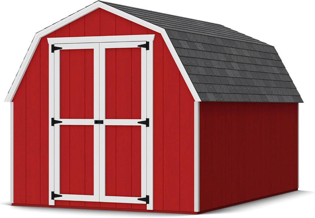 Little Cottage Co. 8x12 Value Gambrel Barn with 4 ft. Sidewalls with Floor, Outdoor Wood Storage Shed Do-It-Yourself Precut Kit