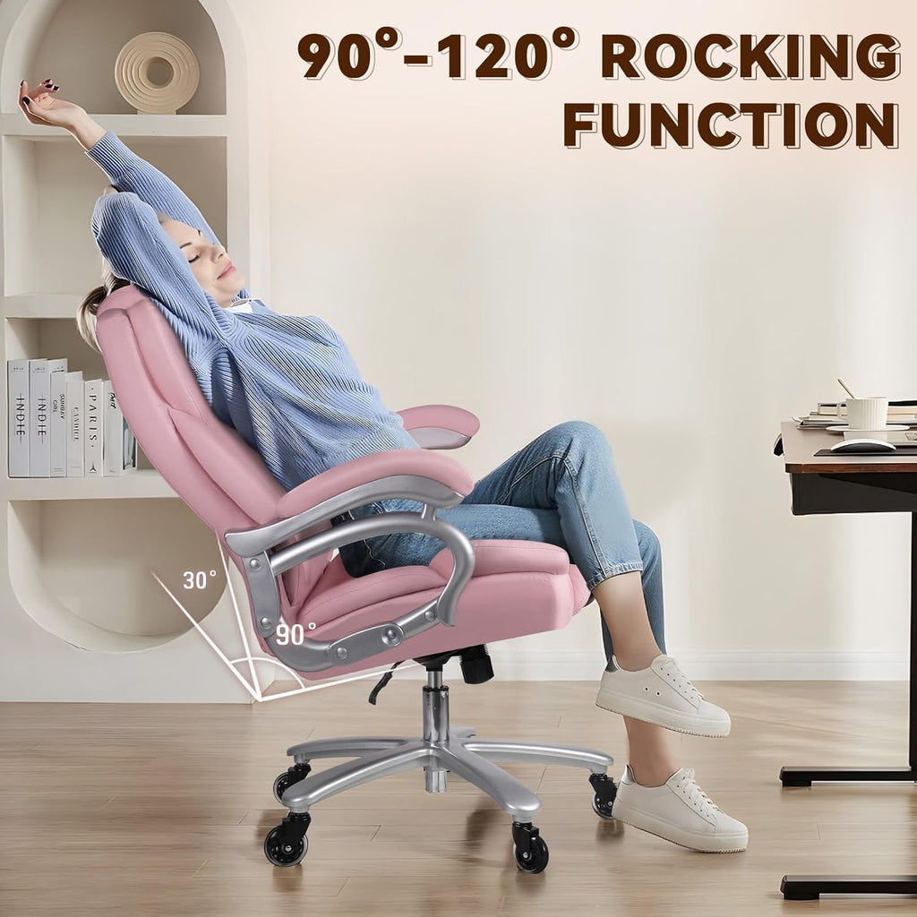 OFIKA Big and Tall Office-Chair 500lbs - Adjustable Lumbar Support, Office Chair for Heavy People, Heavy Duty High Back Executive with Wide Seat and Quiet Rubber Wheels
