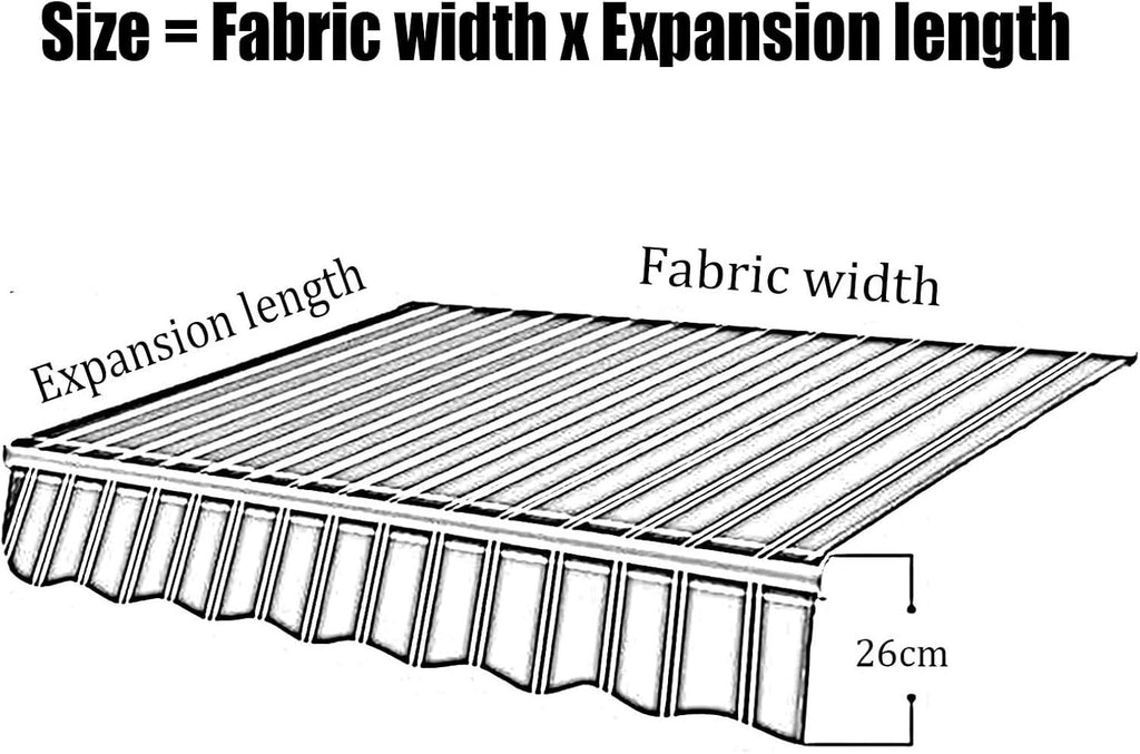 16x11ft/12x10ft/10x8ft/8x6.5ft Retractable Patio Awning Replacement Fabric Outdoor Door Window Sunshade Canopy Top Cover Replacement Awning Sunscreen Canvas for Commercial Re(Size:18.5x8ft,Color:A)
