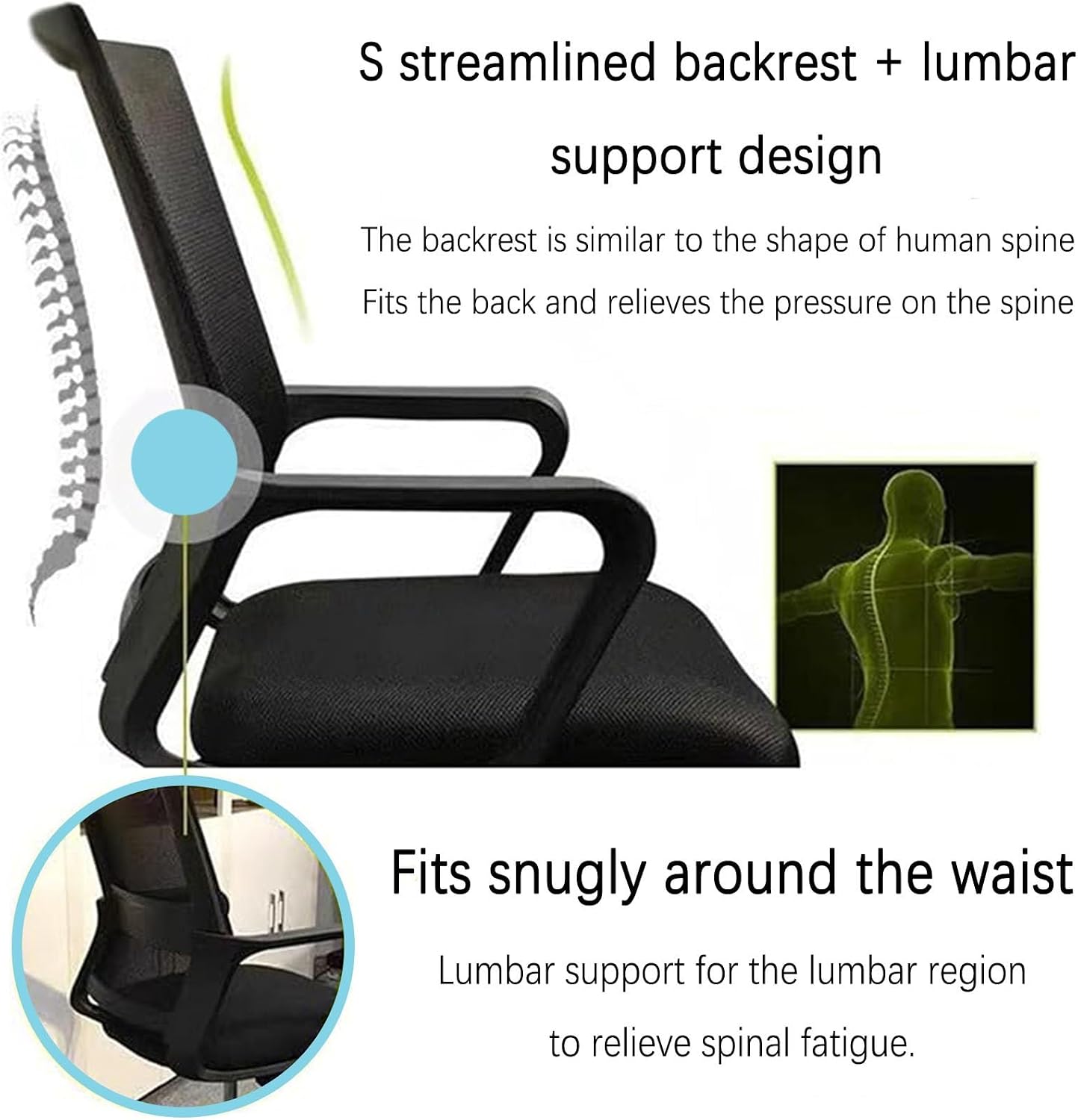 Mid-Back Mesh Computer Chair Set of 2,Home Mesh Desk Chair, Ergonomic Desk Chair, Lumbar Support Comfortable Executive,with Wheels 360 Swivel Task Chair for Office Home and Gaming