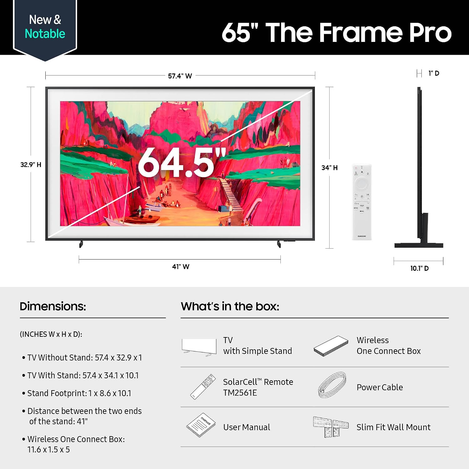 Samsung 65-Inch Class The Frame Pro LS03FW 4K Neo QLED Mini LED Smart TV (2025 Model) Slim Fit Wall Mount, Modern Frame Design, Wireless One Connect, NQ4 AI Gen3 Processor, Art Mode, Alexa Built-in