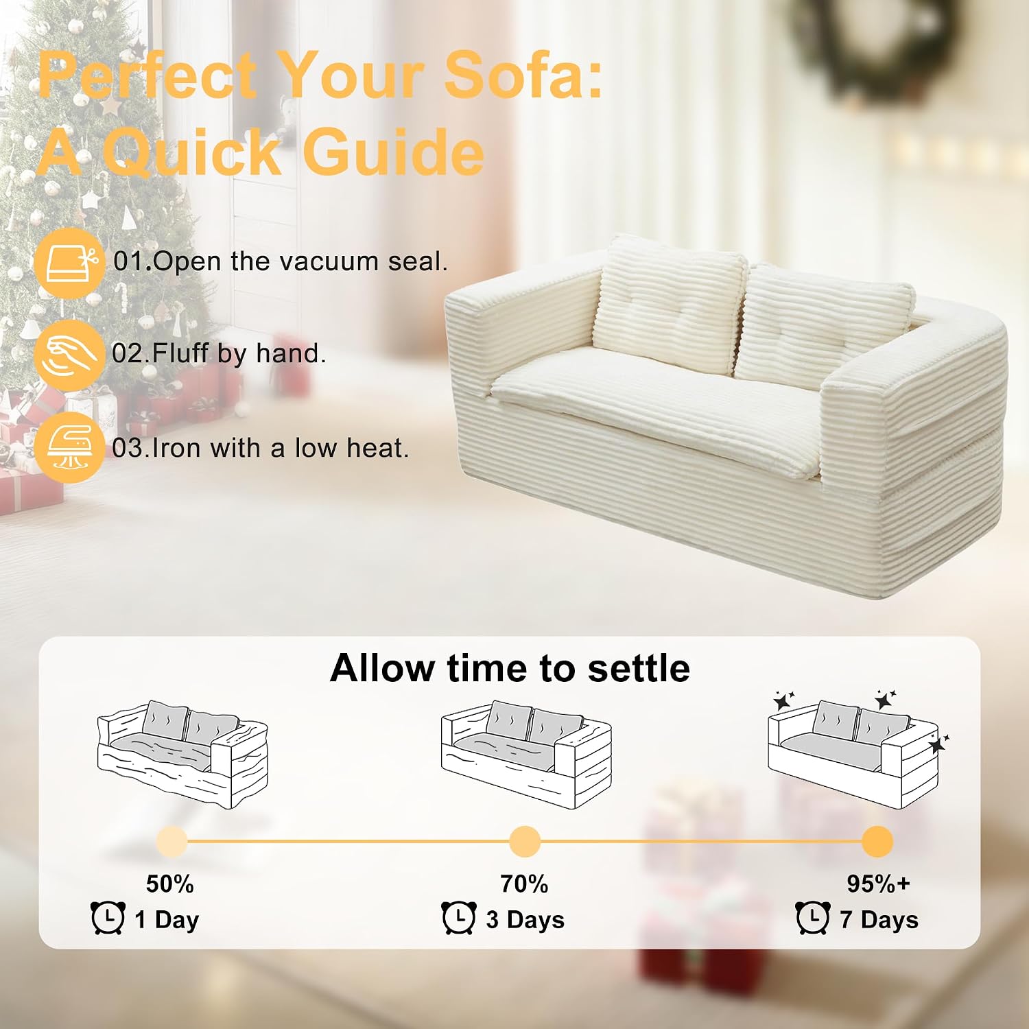 80'' Futon Sofa Bed, King Size Foldable Sleeper Sofa, Corduroy Boneless Loveseat Couch with Chaise Lounge, 3 Pillows, Blanket, Upholstered Sectional Couches for Living Room, Bedroom, Beige
