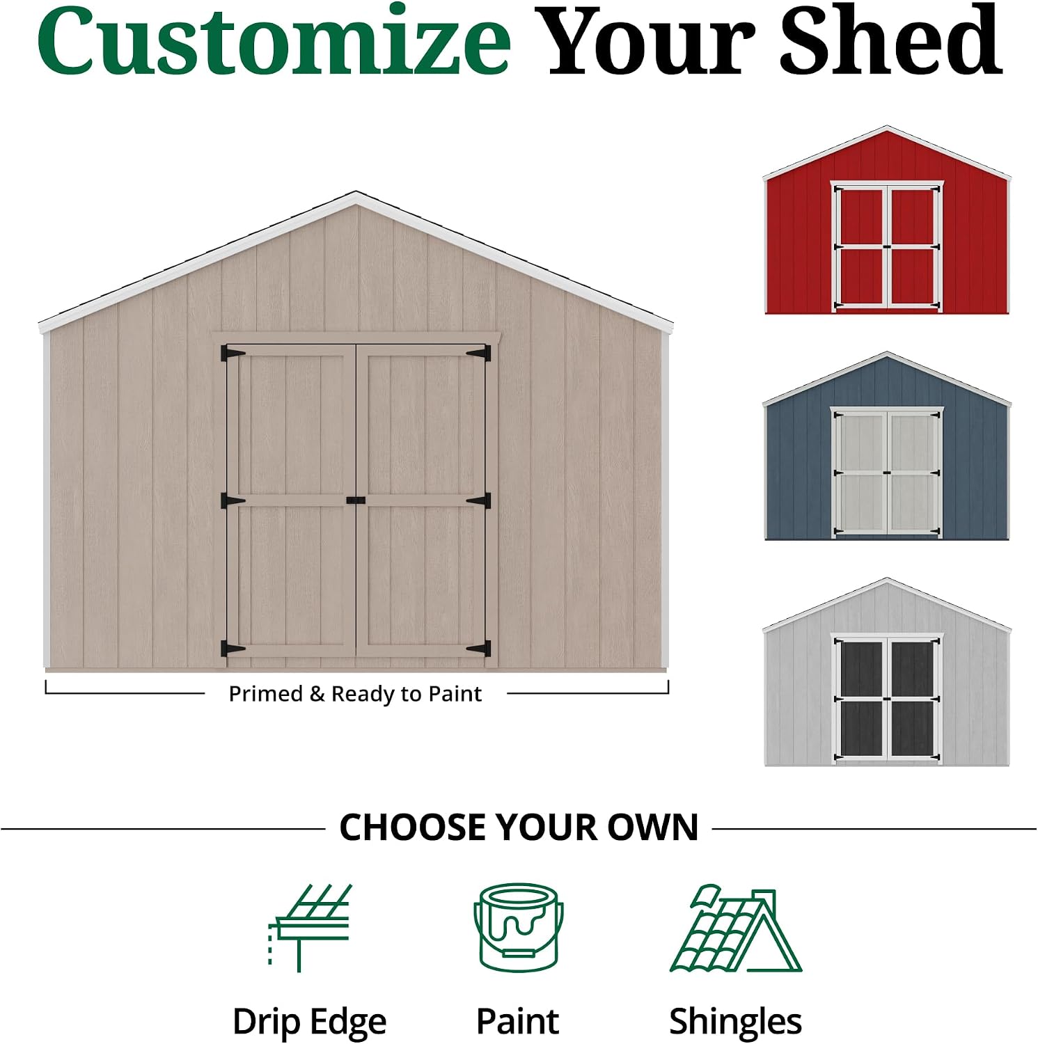 Little Cottage Co. 12x24 Value Gable Shed with Floor, Outdoor Wood Storage Do-It-Yourself Precut Kit