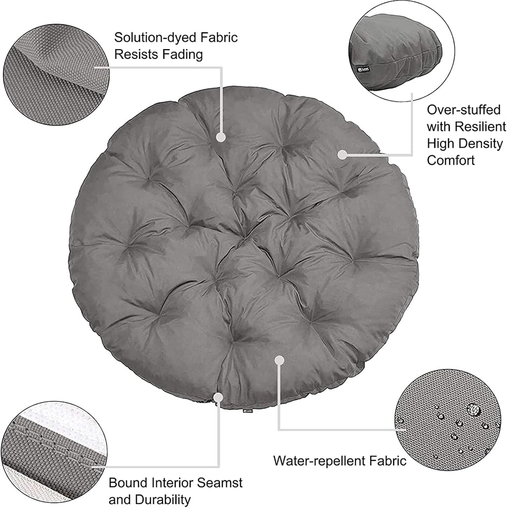 Papasan Chair Cushion Only Outdoor Waterproof Cloth Hammock Chair Pillow Pad Thicken Garden Hanging Chair Moon Radar Chair Cushions with Cotton Lining Soft and Comfortable,Blue,47in