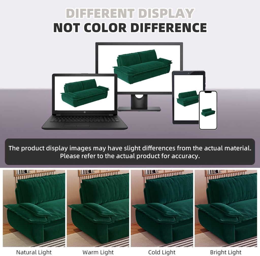 3 in 1 Convertible Queen Sleeper Sofa Bed Comfy Pull Out Futon Couch Bed 73.2' Modern Velvet Recliner Loveseat Sofa Multi-Functional Green Cloud Couch for Living Room,Apartment,Office (Green 73.2')