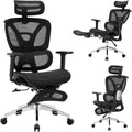 Ergonomic High Back Mesh Reclining Office Chair with Footrest, Dynamic Lumbar Support - Swivel Task Chair for Home & Gaming, Black