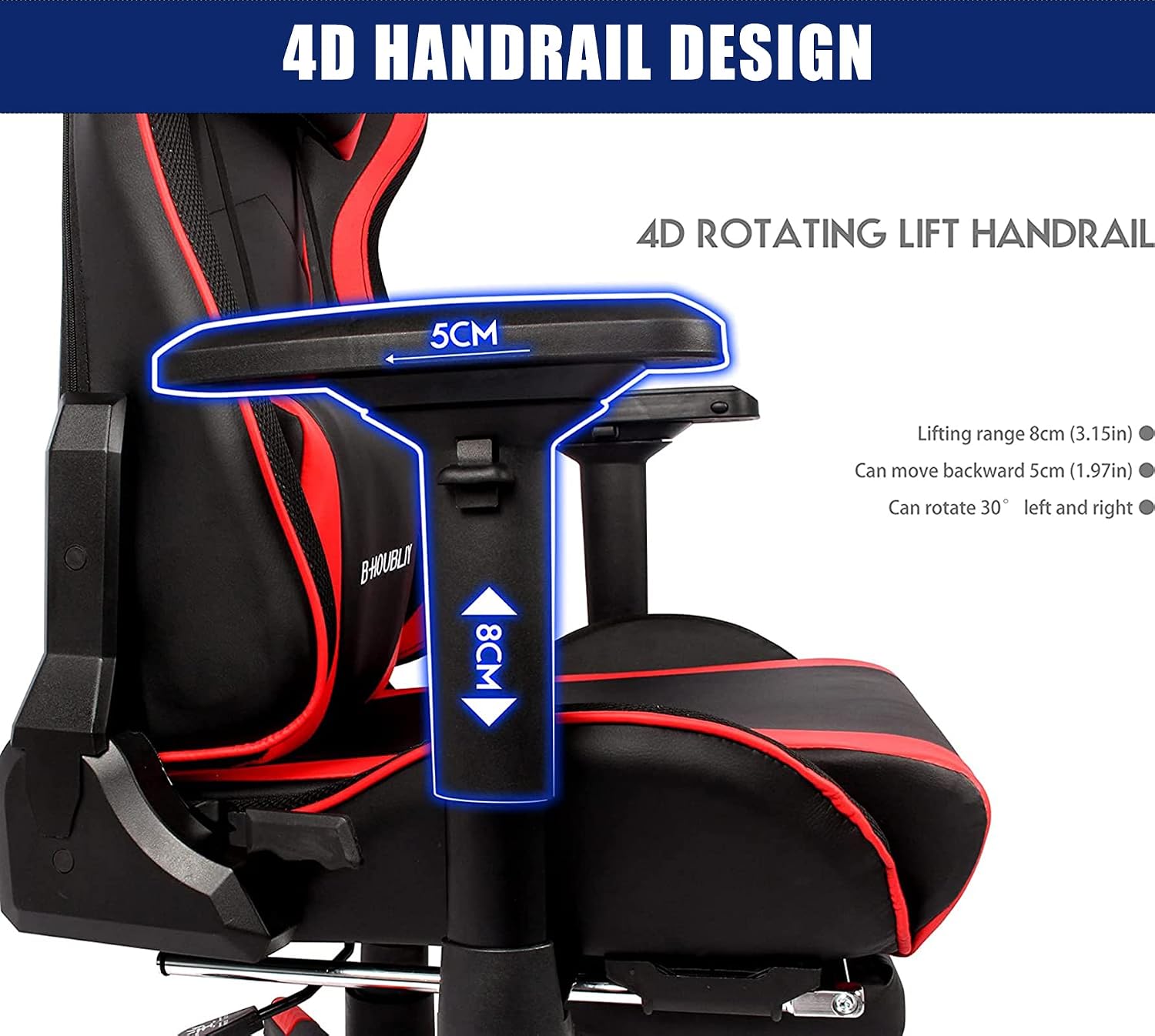 RGB LED Light Ergonomic Gaming Chair - Built-in Speakers, Full Body Massage, High-Back Office Recliner with Footrest - Comfortable Computer Chair Ideal for Adults and Teens.,White