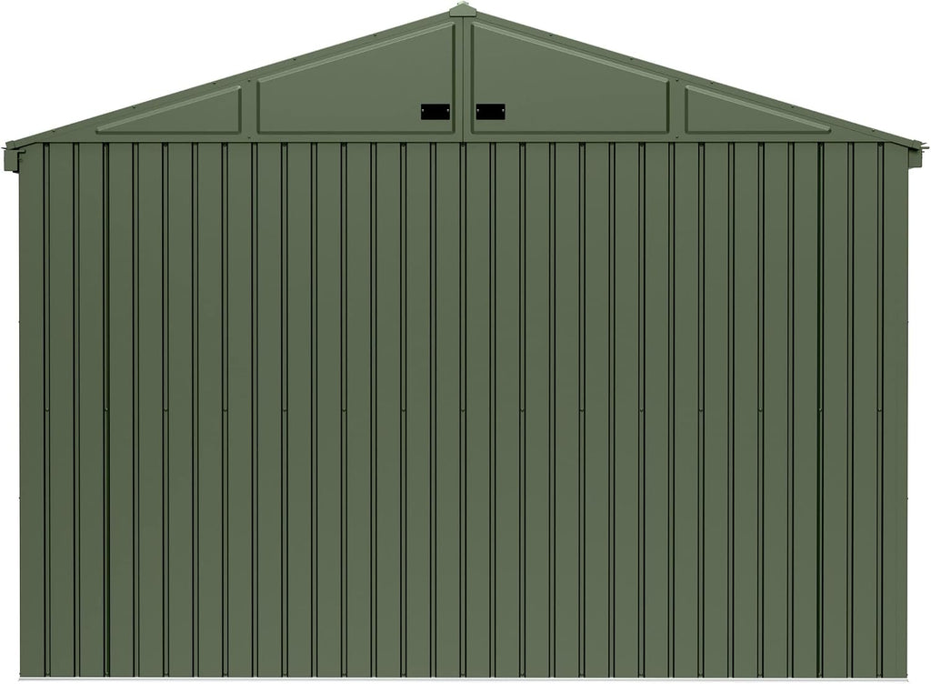 Scotts 10' x 12' Outdoor Lockable Water-Resistant Steel Storage Shed Building with Tool Hanger and Gable Roof, Green