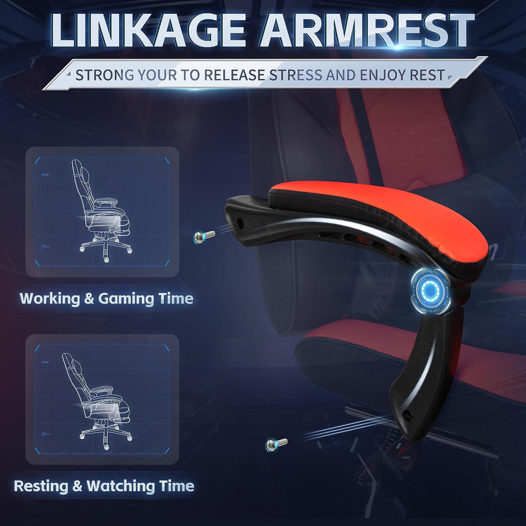DL-win Computer Gaming Chairs, Gaming Chair with Swivel Computer Gamer Chair for Gaming Rocker, Red