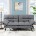 MUUEGM Futon Sofa Bed, 71' Convertible Linen Memory Foam Couch Bed, Modern Backrests Armrests Love Seat for Living Room,Apartment,Office,Light Grey Sleeper Couch