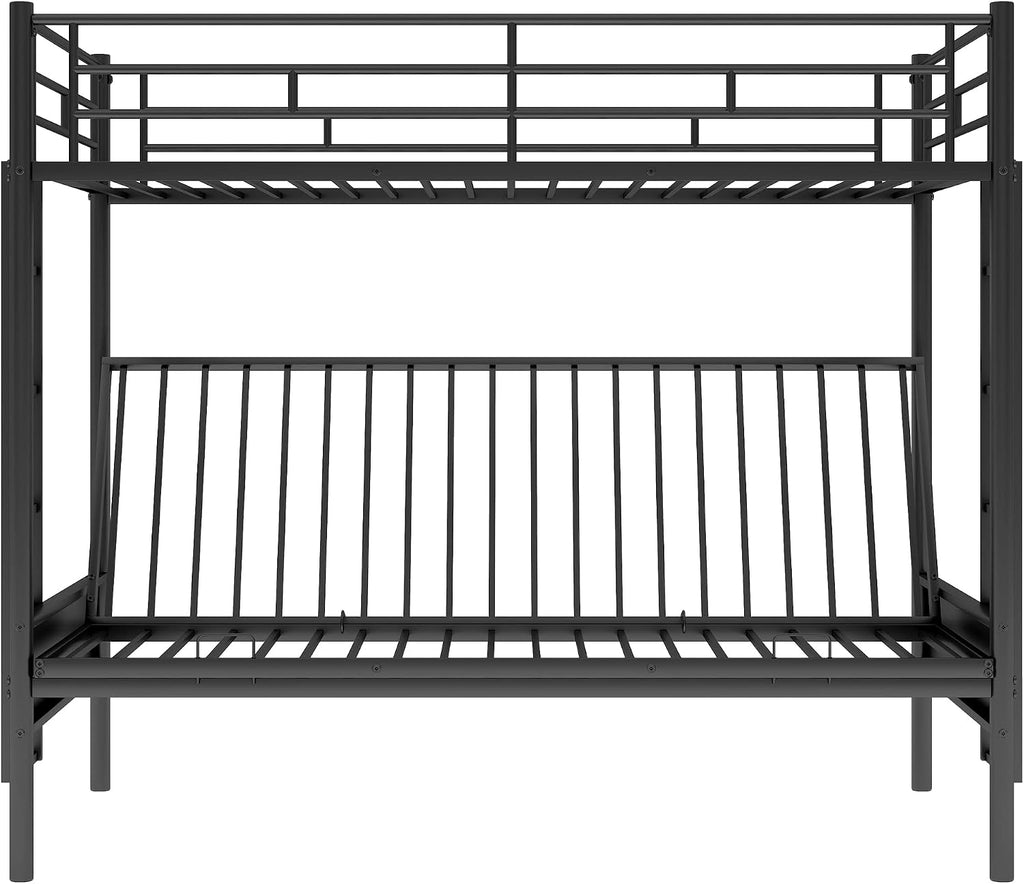 Bellemave Twin Over Futon bunk Bed, loft Bed with futon, Twin Over Full Futon bunk beds, No Box Spring Needed, Black