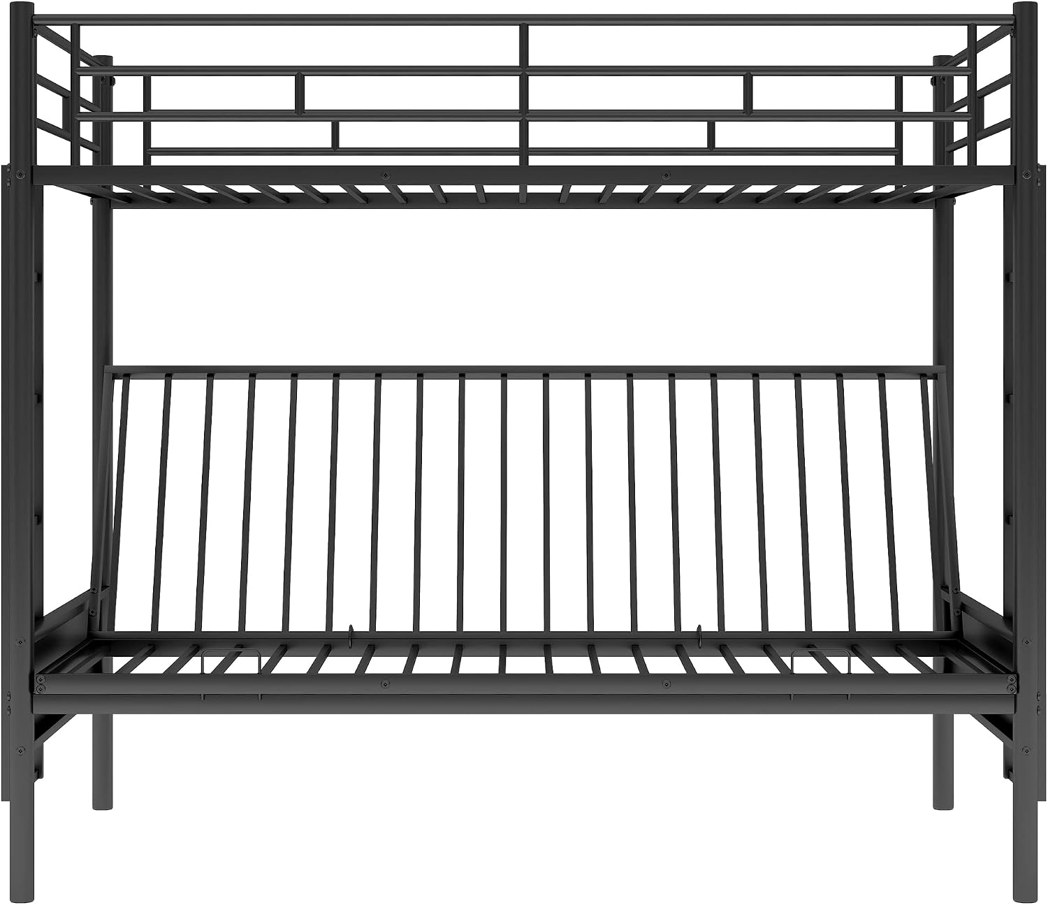 Bellemave Twin Over Futon bunk Bed, loft Bed with futon, No Box Spring Needed, Black