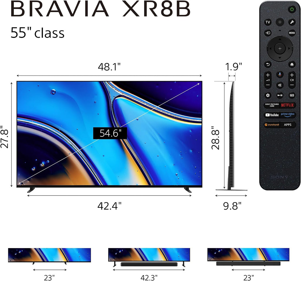Sony 55 Inch OLED 4K Ultra HD TV BRAVIA XR8B Smart Google TV with Dolby Vision HDR and Exclusive Features for PlayStation® 5 (K-55XR8B)