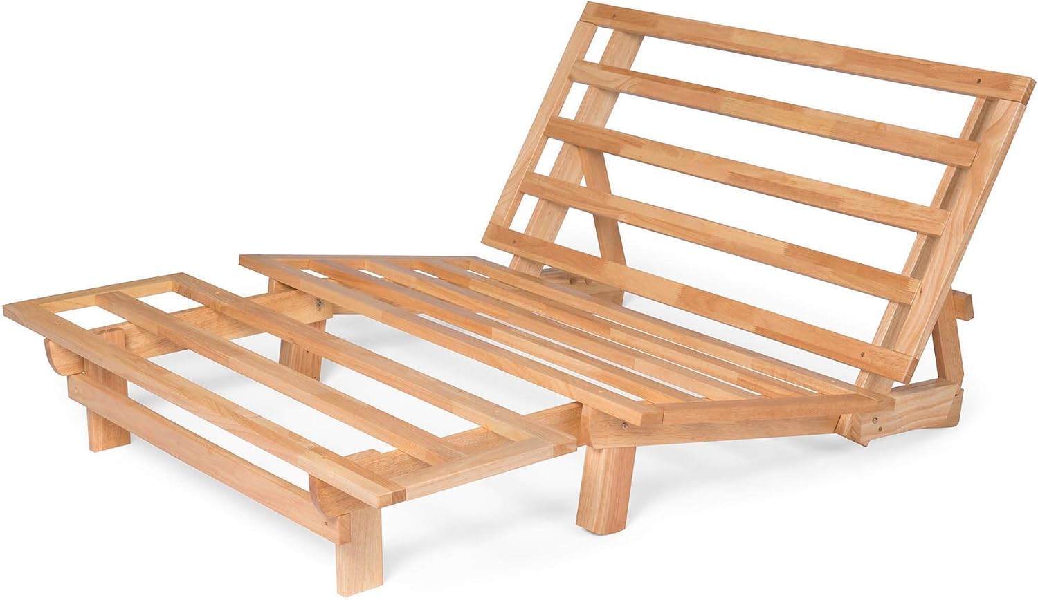 Nirvana Futons Tri-Fold Wood Futon Frame Full Size Sofa Bed Lounger - (Affordable Space Saver, Natural Finish) Ideal for Small Spaces, RVs, and Dorm Rooms