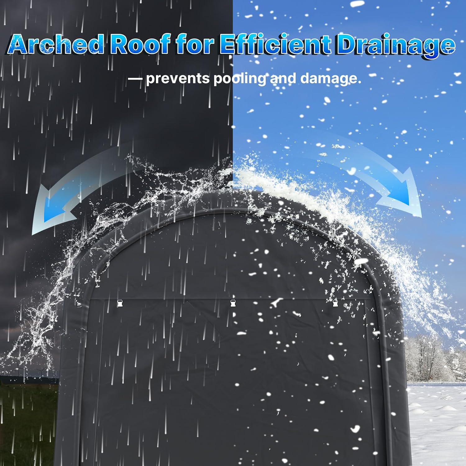 ADVANCE OUTDOOR 6x8 ft Storage Shed Shelter Steel Metal Round Peak Roof Portable Garage Carport for Motorcycle, Boat, or Garden Tools with 2 Roll up Doors & Vents,Dark Gray