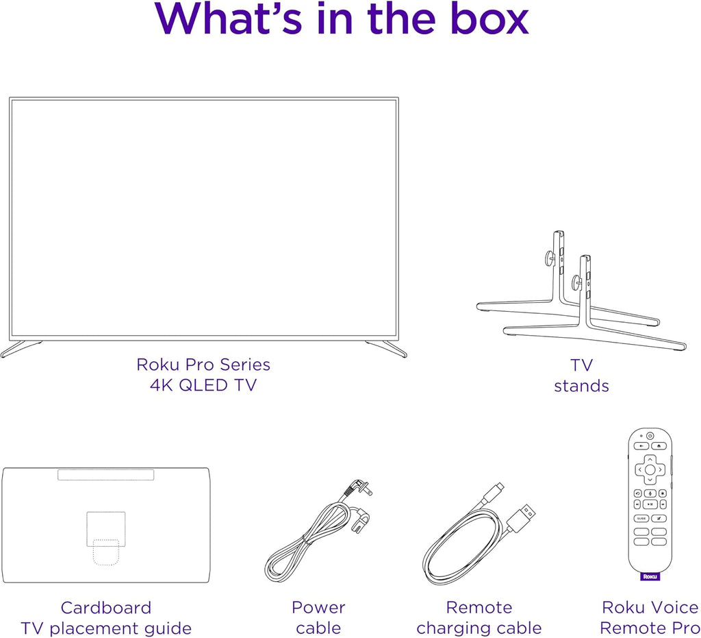 Roku Smart TV – 55-Inch Pro Series 4K QLED RokuTV with Backlit Roku Voice Remote Pro, Dolby Vision IQ, 120Hz Refresh Rate – Live Local News, Sports, Gaming