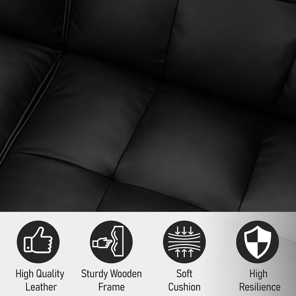 AVAWING Futon Sofa Bed, Modern Leather Convertible Upholstered Sleeper Couch with Adjustable Back, Arms and High Strength Nylon Legs for Living Room, Apartment, Office (Black)