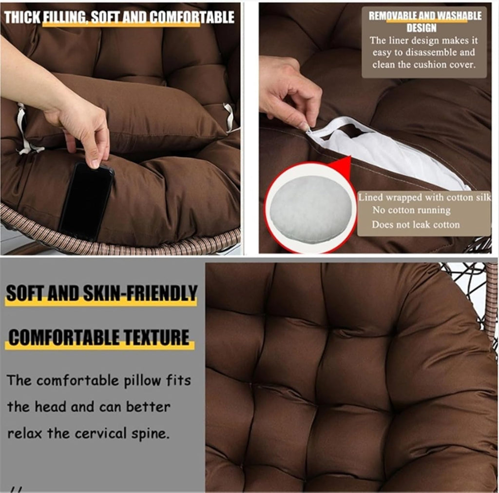 Swing Hanging Chair Cushion Egg Chair Cushion Thicken Hanging Basket Egg Chair Waterproof Heavy Duty Swing Chair Cover Seat Cushion for Garden Outdoor Indoor Patio(15,110CM)