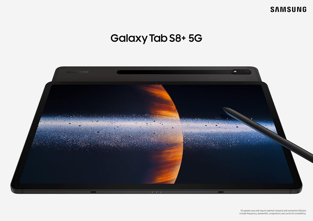 Samsung Galaxy Tab S8+ 5G (128GB, WiFi + Cellular) Android Tablet, 12.4' AMOLED, Wi-Fi 6E, Ultra Wide Camera, S Pen NOT Included, Long Lasting Battery, Graphite SM-X808U (Renewed)