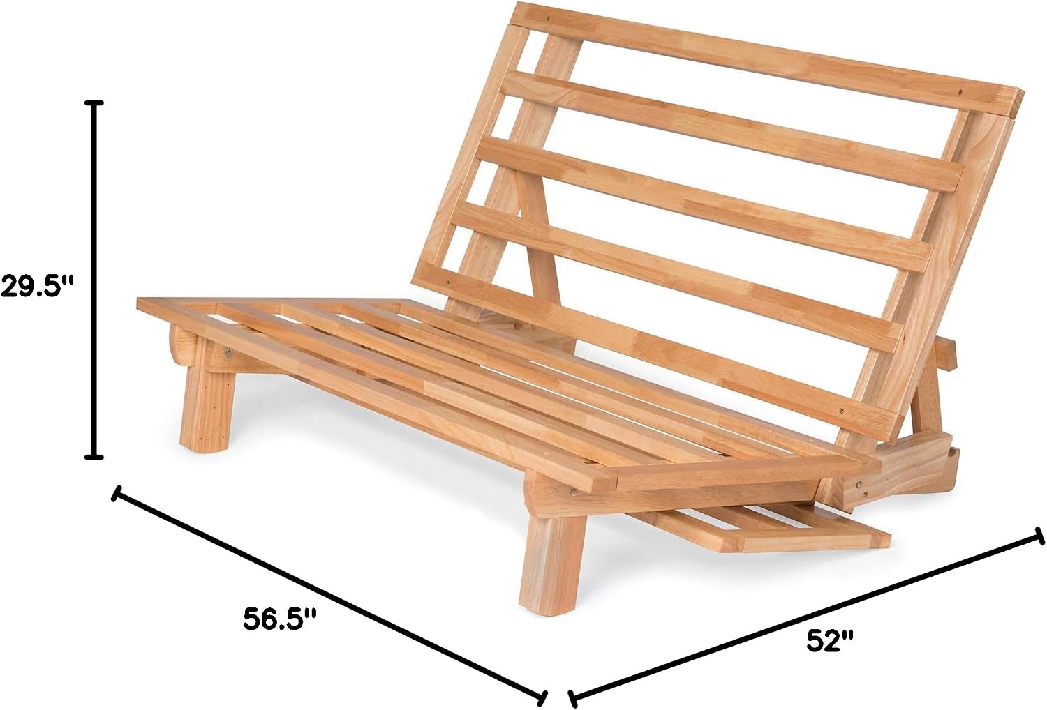 Nirvana Futons Tri-Fold Wood Futon Frame Full Size Sofa Bed Lounger - (Affordable Space Saver, Natural Finish) Ideal for Small Spaces, RVs, and Dorm Rooms