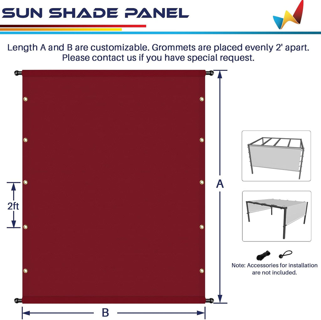 Windscreen4less 8' x 4' Universal Waterproof Replacement Shade Cover Canopy for Pergola Patio Privacy Shade Screen with Grommets on 2 Sides Includes Weighted Rods UV Block Red