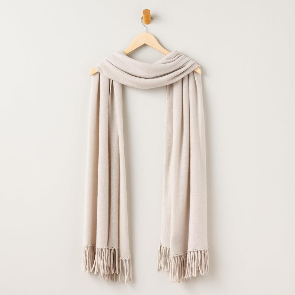 Fishers Finery Women's 100% Cashmere Knit Shawl Wrap with Fringe | Oversized 78' long by 28' wide