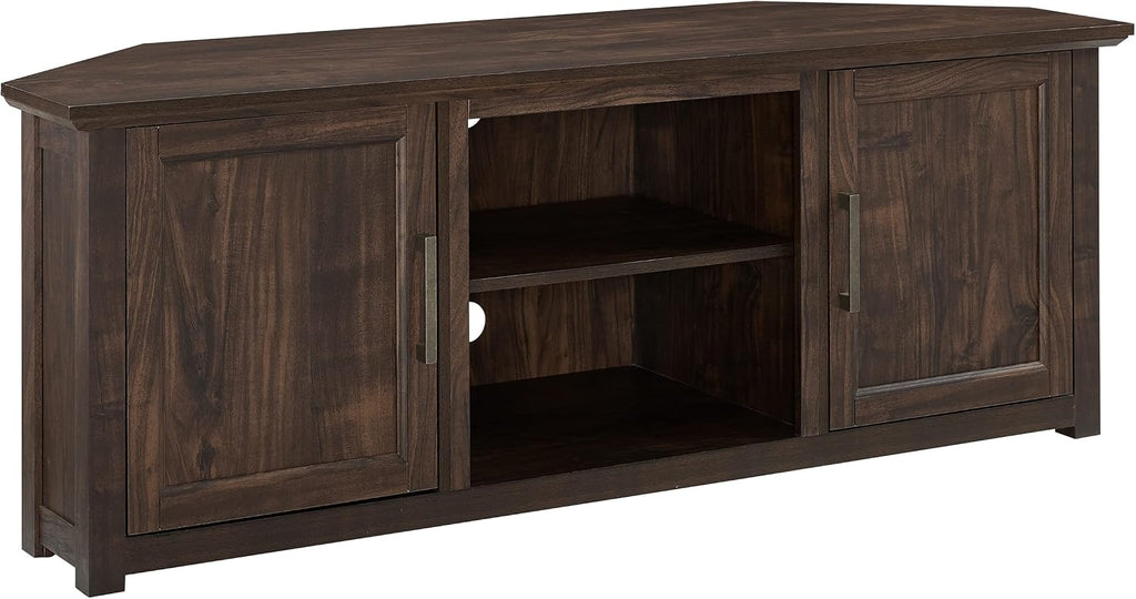 Crosley Furniture Camden Corner TV Stand for 65+ inch TVs, Entertainment Center with Storage Shelves, Dark Walnut