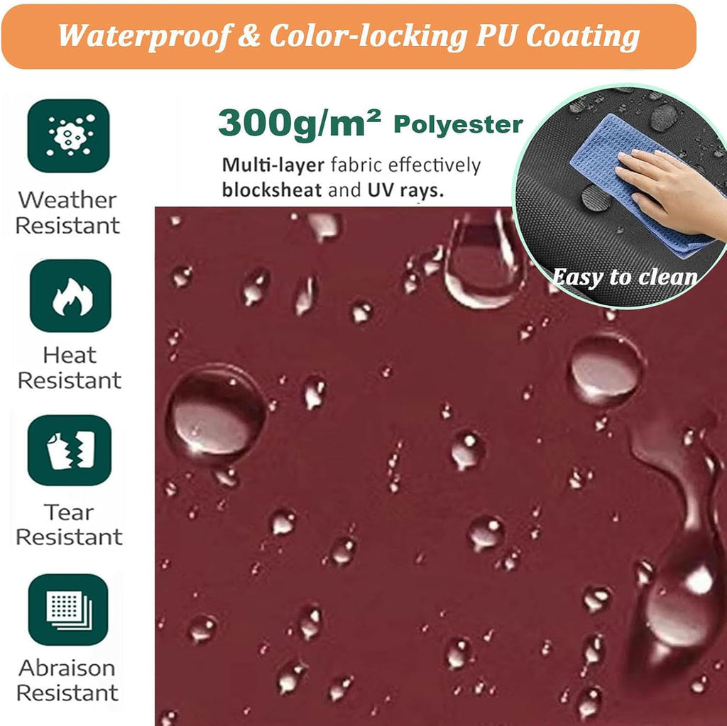Patio Awning Replacement Fabric Outdoor Retractable Awning Cover Uv Protection Water Resistant Polyester Sun Shade Shelter Canopy for 8' 10' 11' 12' 13' 14' 15' 16' (Size:12x8ft,Color:Wine Red)