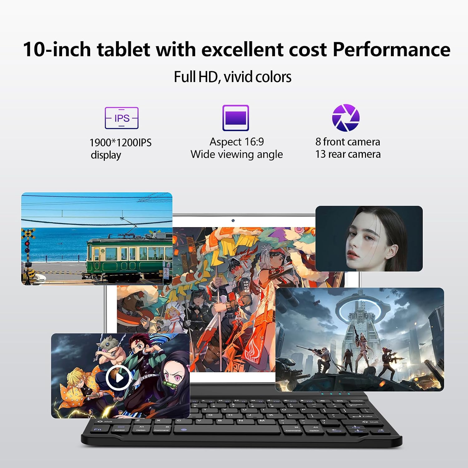 EITOMIN Tablet 10 inch 2026 Latest Android Tablet 128GB ROM+16GB RAM+1TB Expandable Octa-Core 5G WiFi 1080FHD/13MPCamera/7000mAh/Bluetooth 5.0/GPS/Tab with Keyboard/OTG/Mouse/Pen Silver