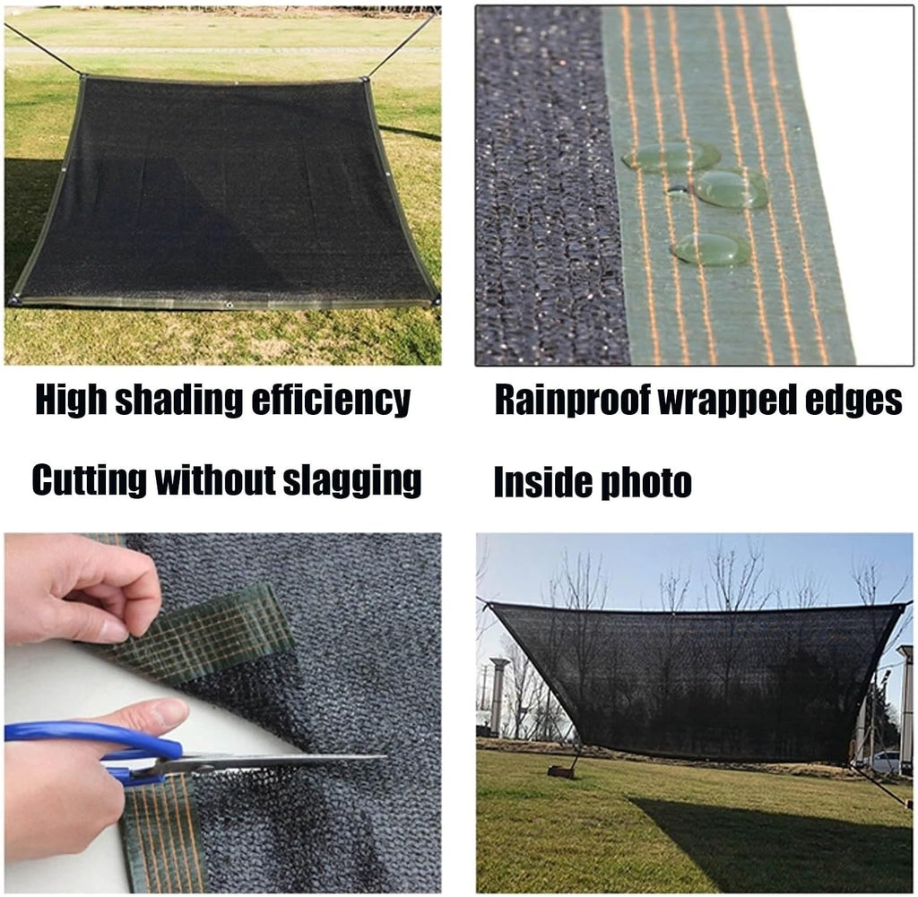 KAnduo Garden Shade Cloth Black for Plants 6x12 12x16 16x20ft Sun Shade Net, Mesh Sun Shade Tarp with Lashings and Ties Grommets, for Plants Cover, Patio(19.6x19.6ft)