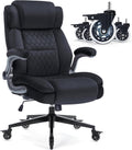 Office Chair with Locking Wheels, Ergonomic High Back Fabric Desk Chair with Adjustable Lumbar Support, Flip-Up Arms, Thick Padded Seat, 400lbs Heavy Duty for Home Office Adults