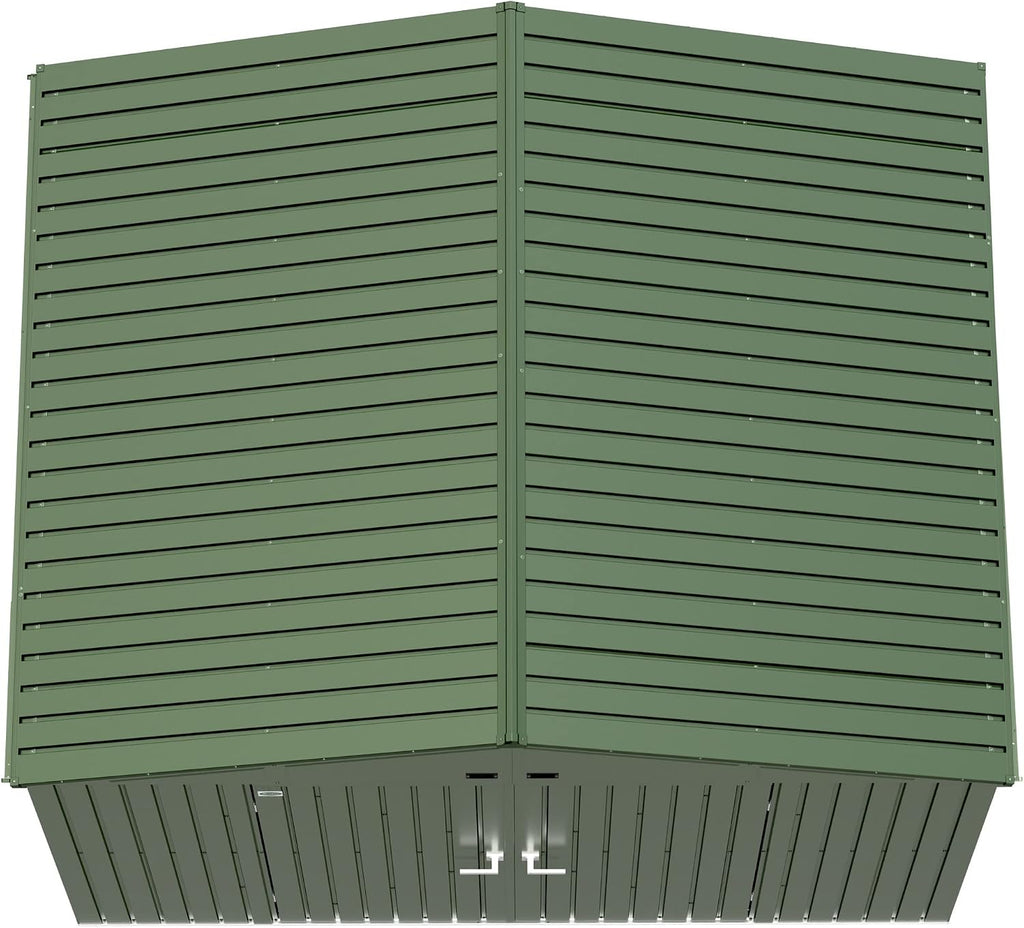 Scotts 10' x 8' Outdoor Lockable Water-Resistant Steel Storage Shed Building with Tool Hanger and Gable Roof, Green