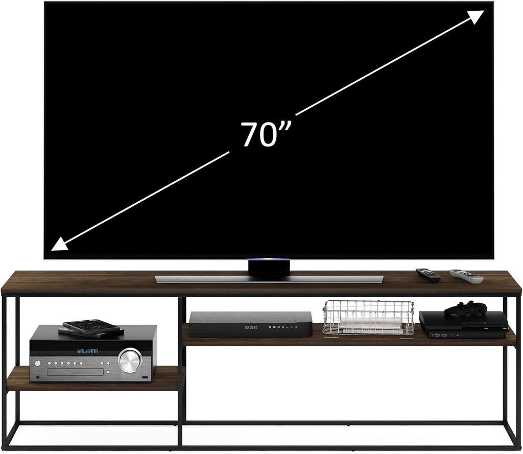 Furinno Moretti Modern Lifestyle TV Stand, Entertainment Center for TV up to 78 Inch, for Living Room, Bedroom, Brown Walnut