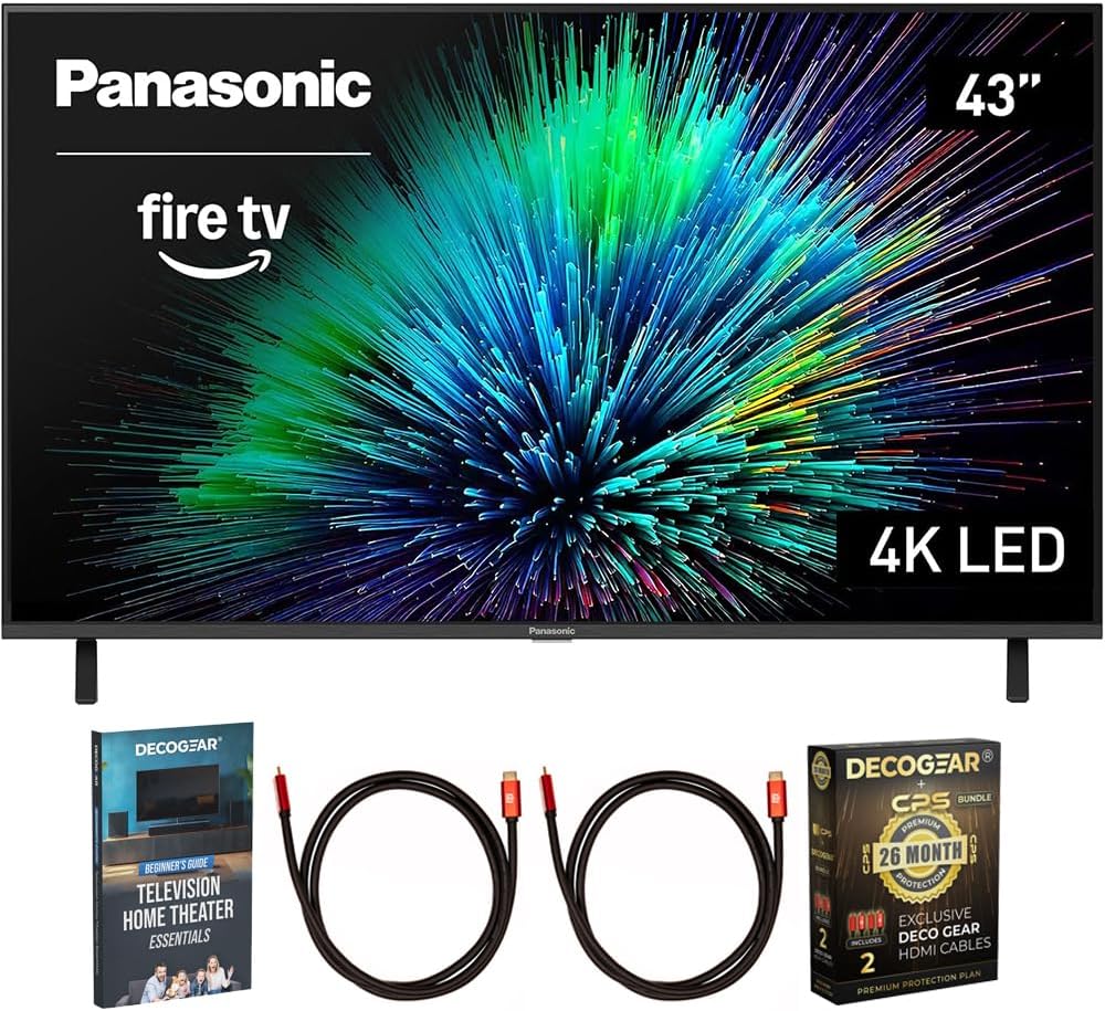 Panasonic TV-43W70BP W70 Series 43 inch LED 4K Ultra HD Smart Fire TV Bundle with 2X 6FT 4K HDMI Cable, Theater Essentials and CPS Exclusive 26 Month Protection Pack (BEACH-CPS-26M500ATV)