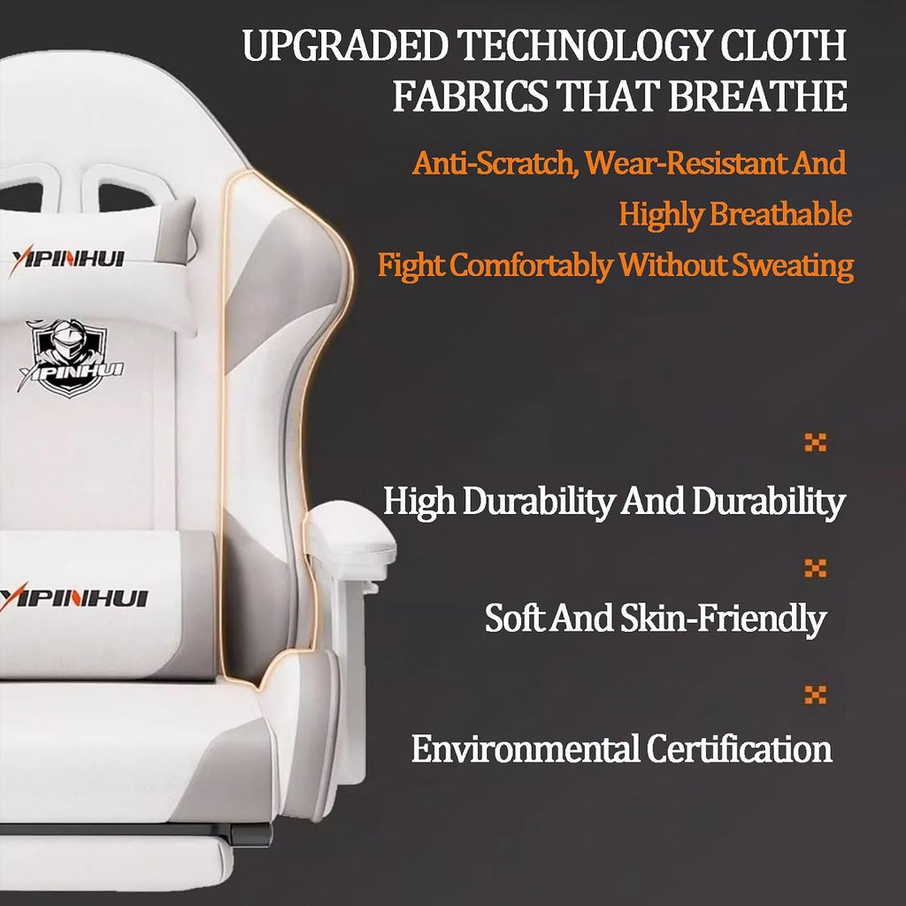 JSWHYBD Ergonomic Office Chair with Footrest Video Gaming Chairs for Adults 400lb High Back Reclining Computer Chair Big and Tall Pu Leather Adjustable Chair Nofootrest White